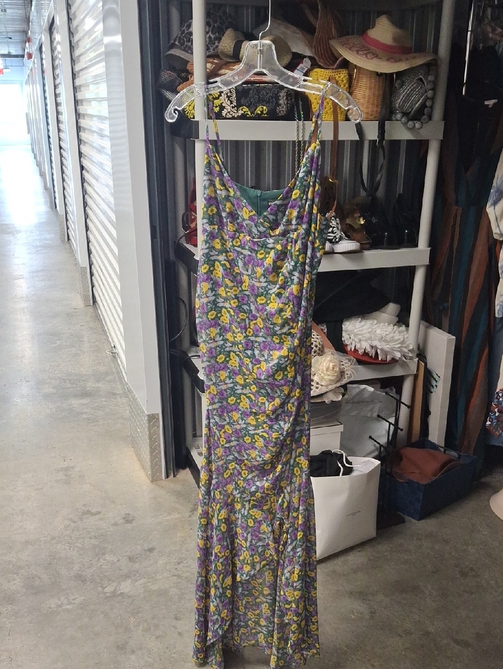 Slip Maxi Dress with Purple and Yellow Floral Print